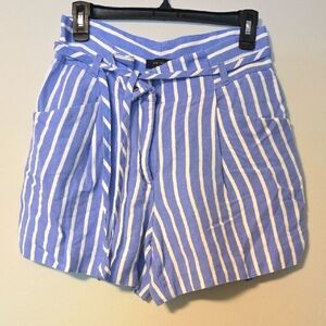 Ann Taylor High Waist Blue and White Striped Shorts